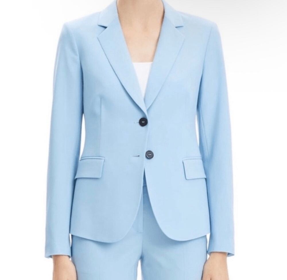 Theory Wool Blend Carissa Classic Suit Blazer Jacket Light Blue 2